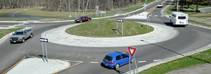 Orange barrels on a highway
