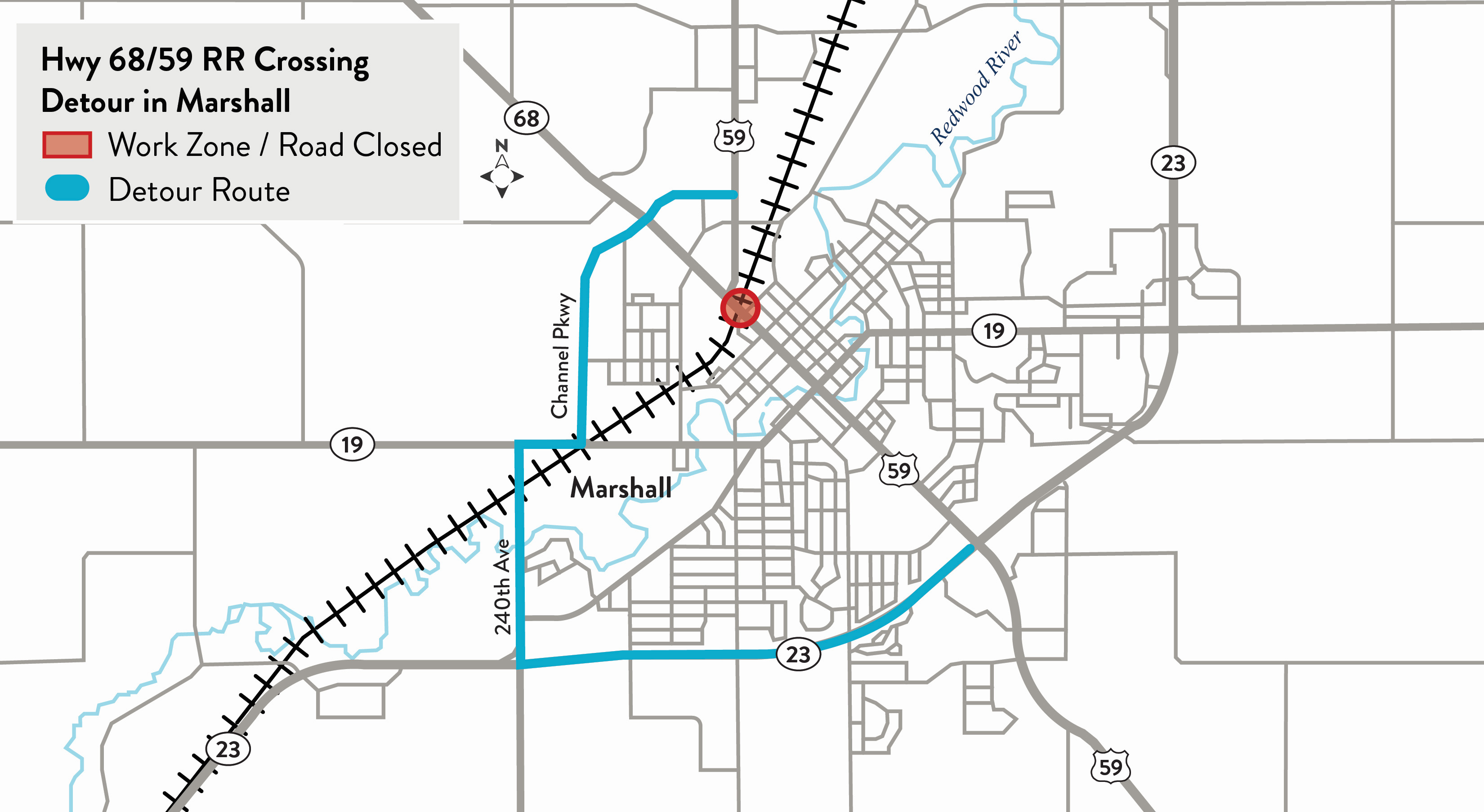 Project area map showing detour