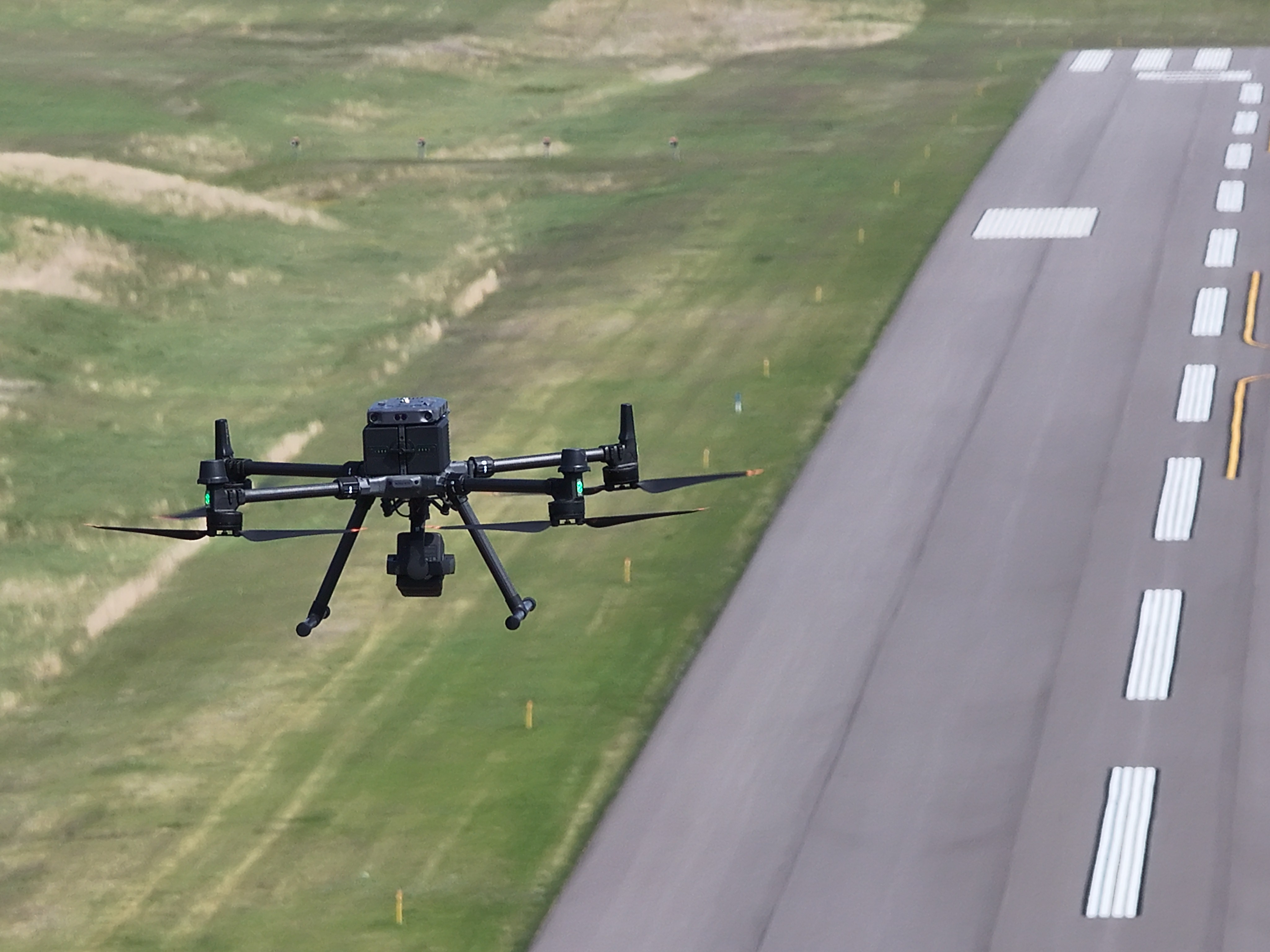 MnDOT uses drones to check for approach and departure obstructions at 132 airports across the state, like this one in Cambridge. Obstructions can include trees, power poles, roads or anything that would impact flight paths.