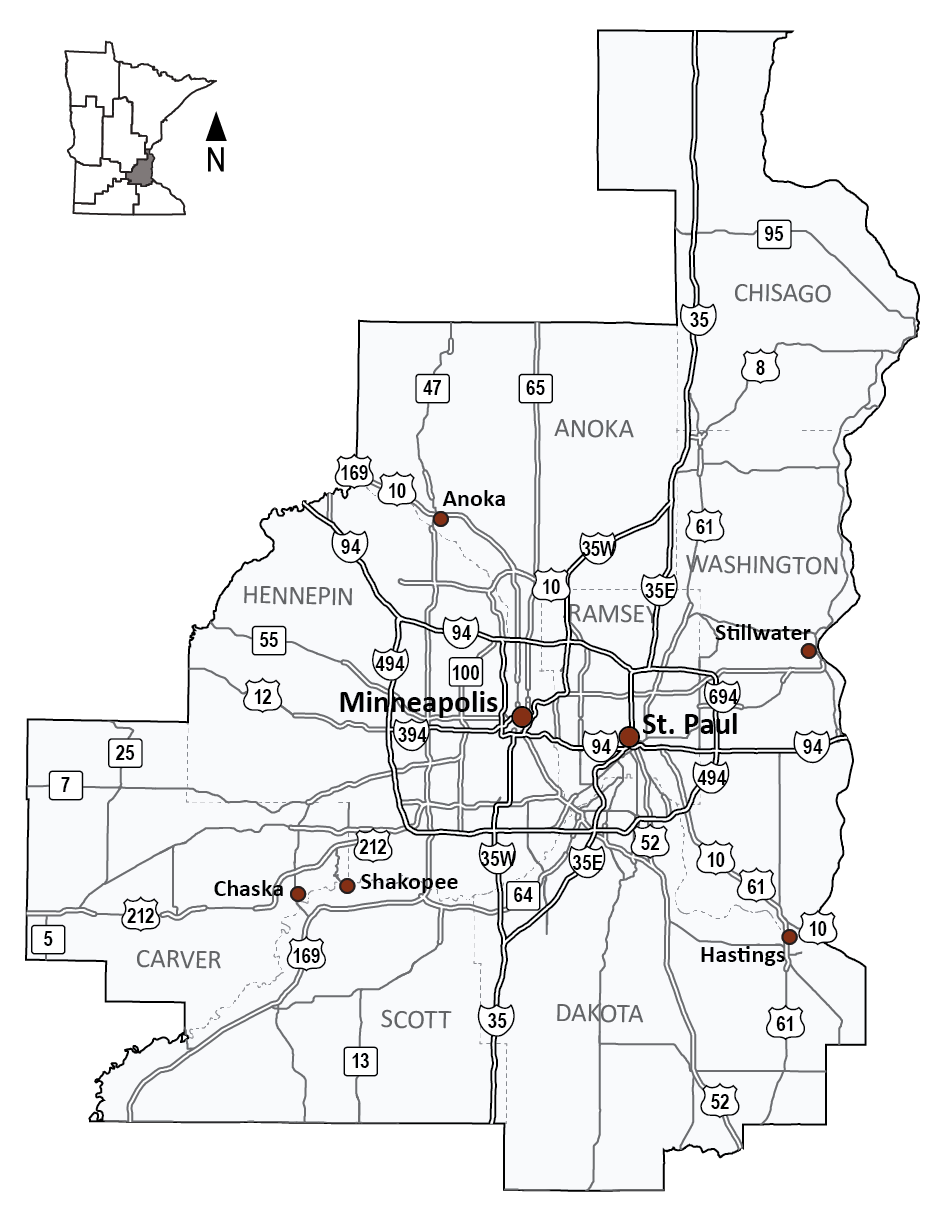 Map of MnDOT Metro District
