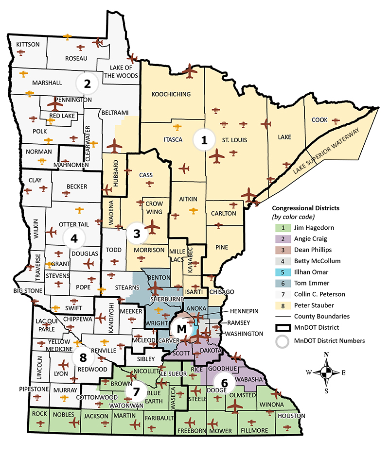 Map of MnDOT Statewide Airports