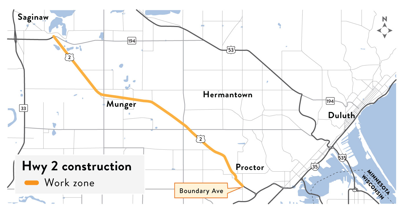 A rendering of the Hwy 2 project through Proctor.
