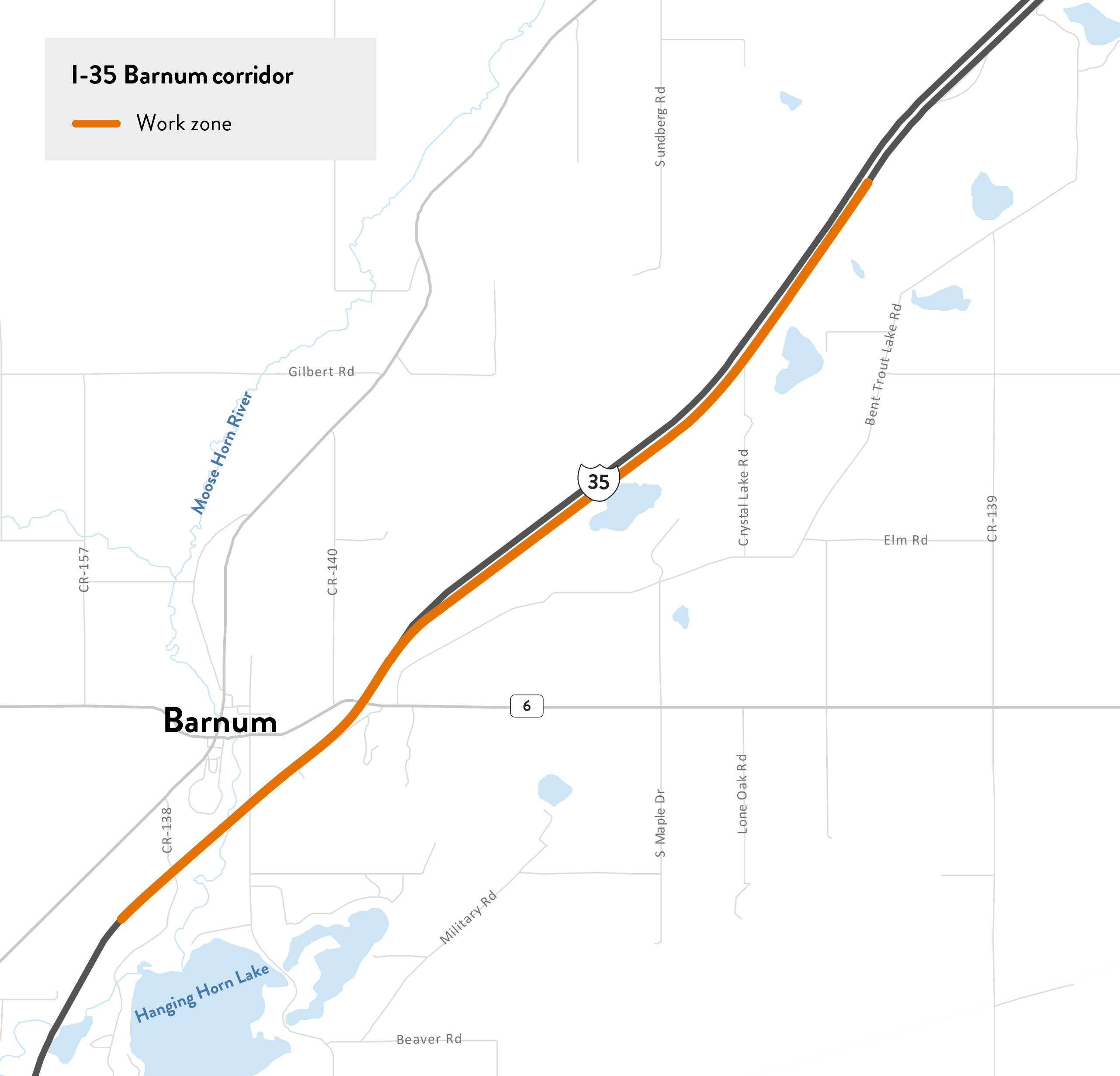 A rendering of the I-35 overlay project near Barnum.