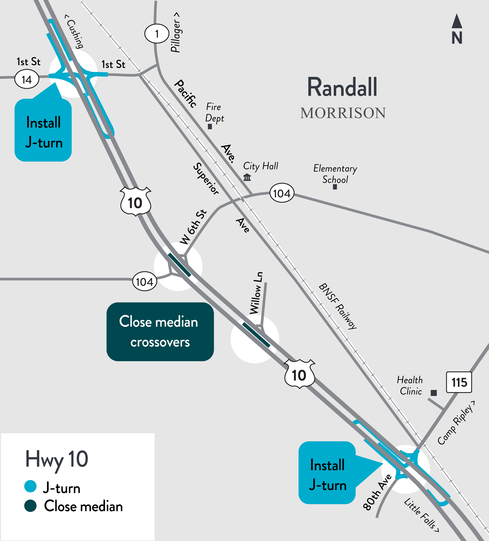 Hwy 10 Randall improve access, Jturns in 2024 MnDOT