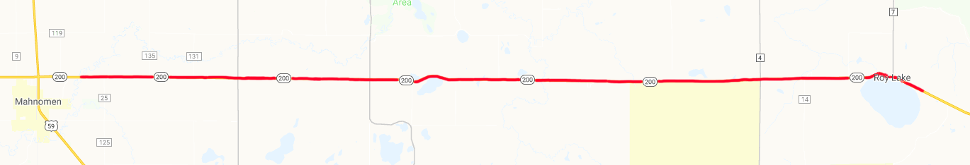 Highway 200 constuction map from Mahnomen to Roy lake.