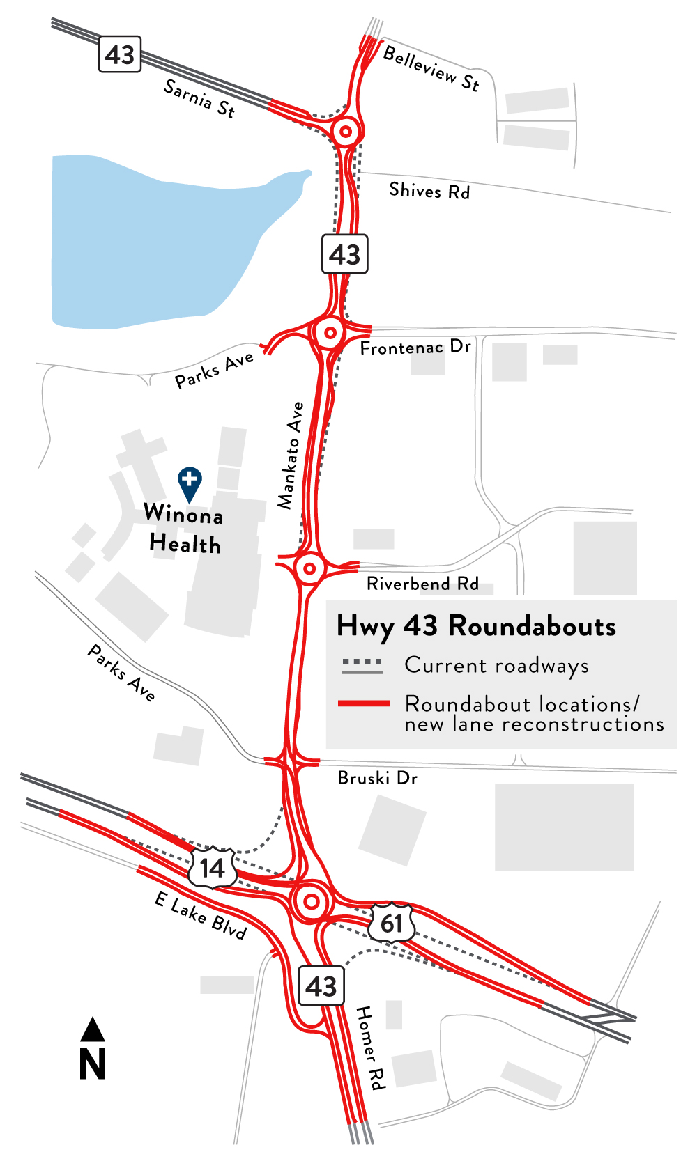 Hwy 43 project map roundabouts