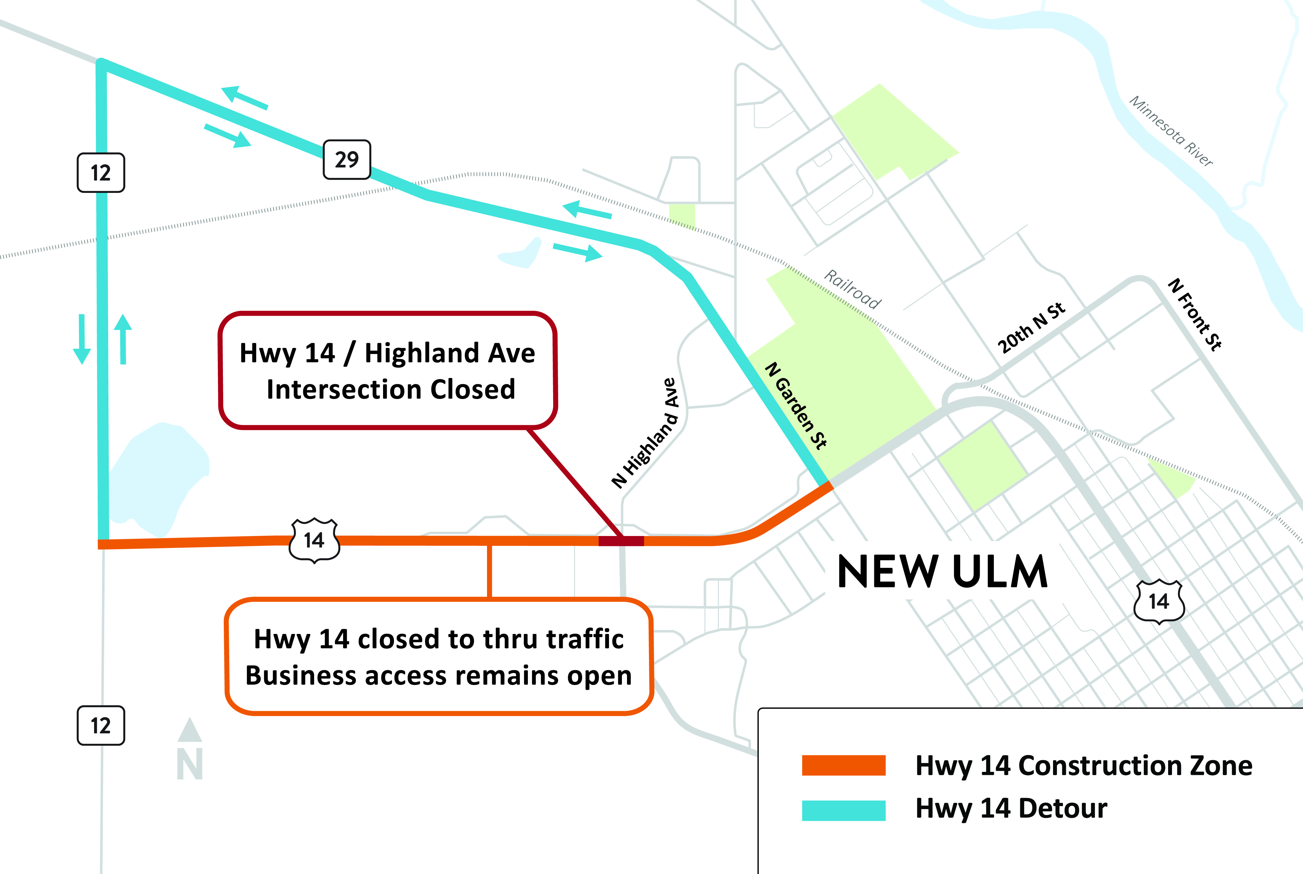Highway 14/Highland Avenue Study area map