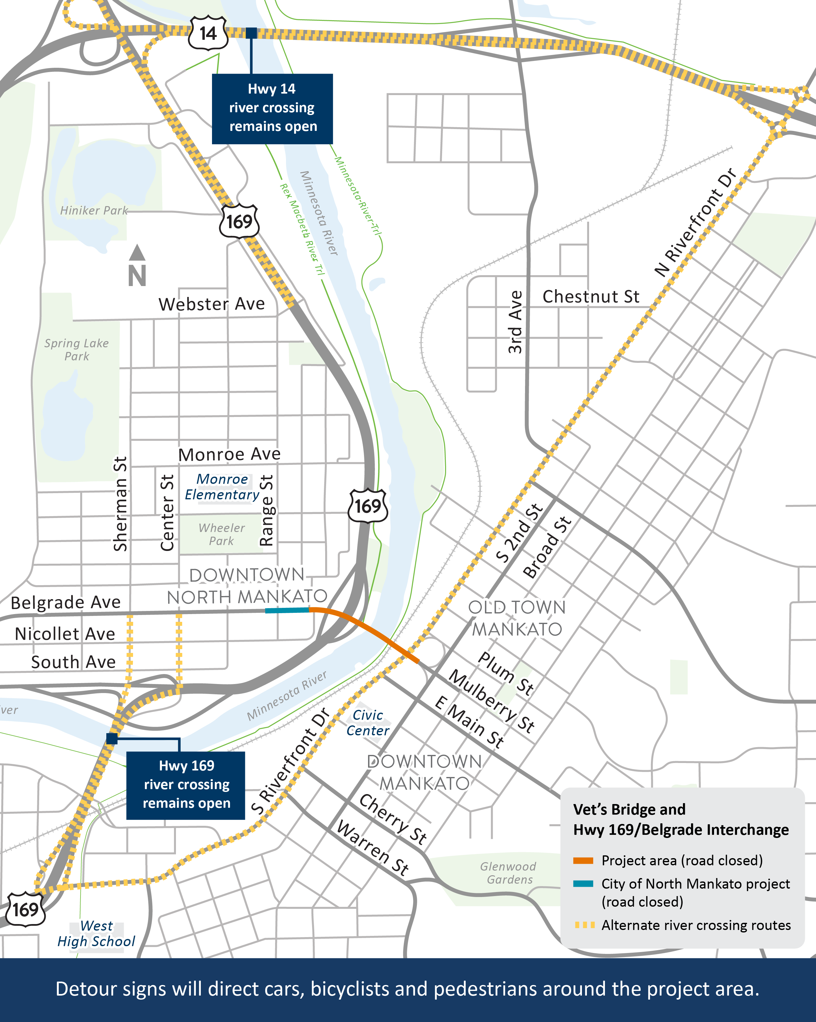 Veteran's Memorial bridge detour map