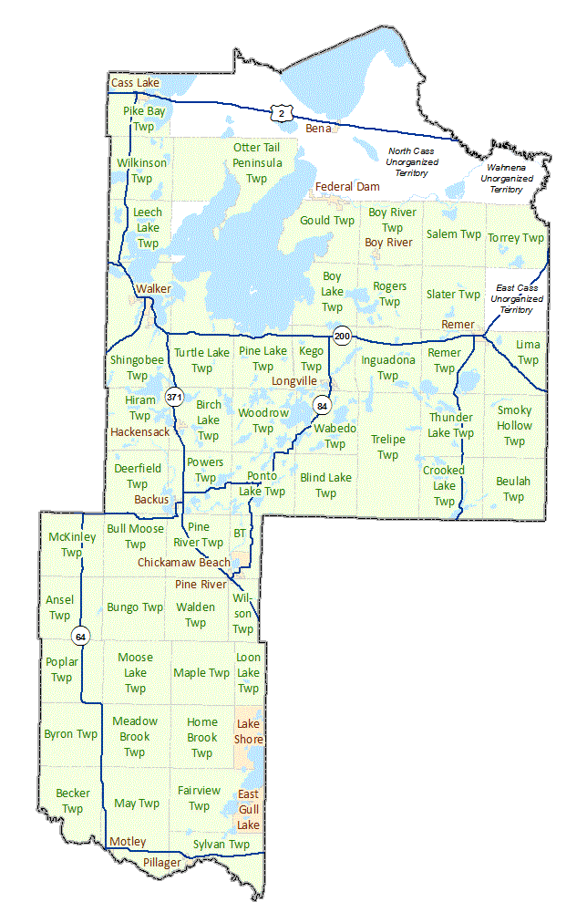 Map Of Cass County Mn Cass County Maps