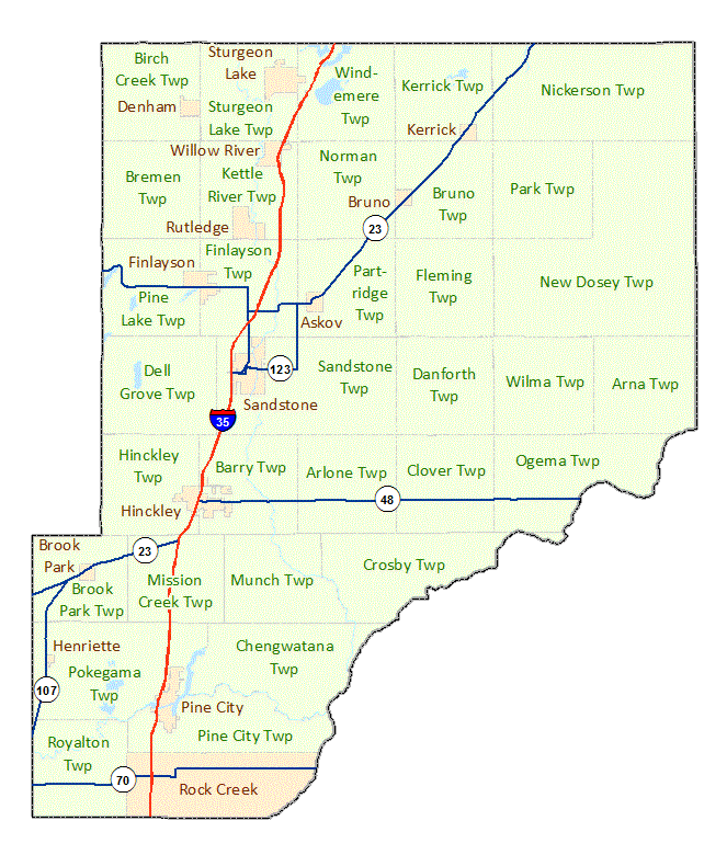 Pine County Township Map Pine County Maps