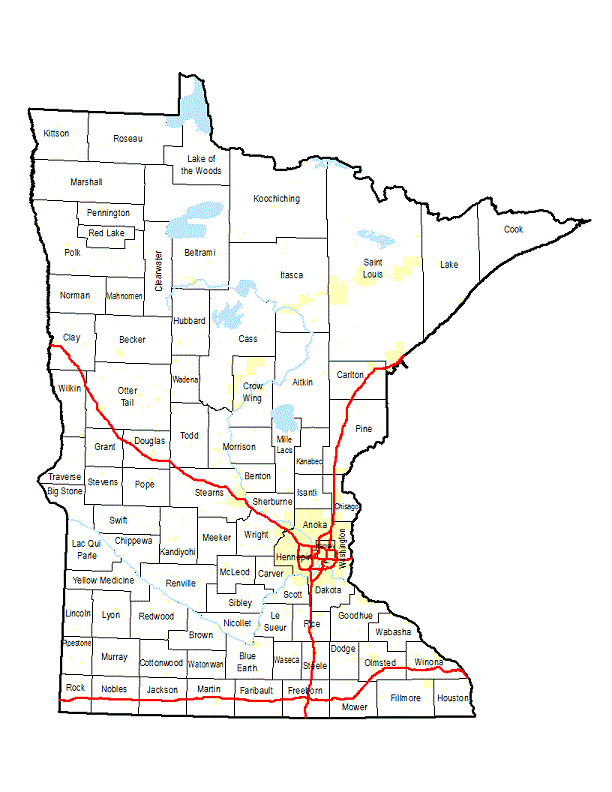 Map Of Minnesota Counties Cartographic Products - Tda, Mndot