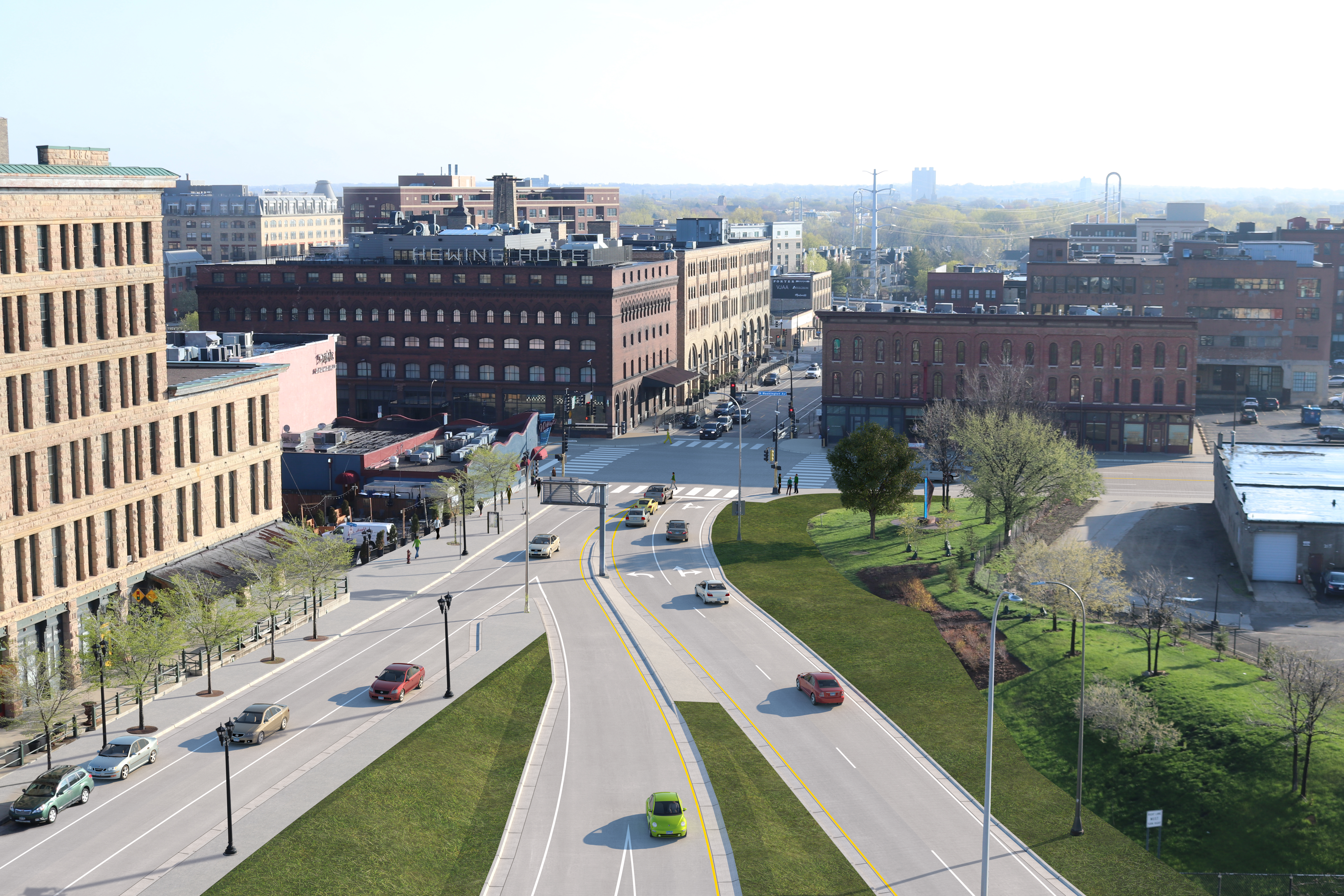 visualization of the I-394 and Washington Ave. intersection shows what it will look like when it is complete