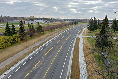 A freshly-paved highway in rural Minnesota