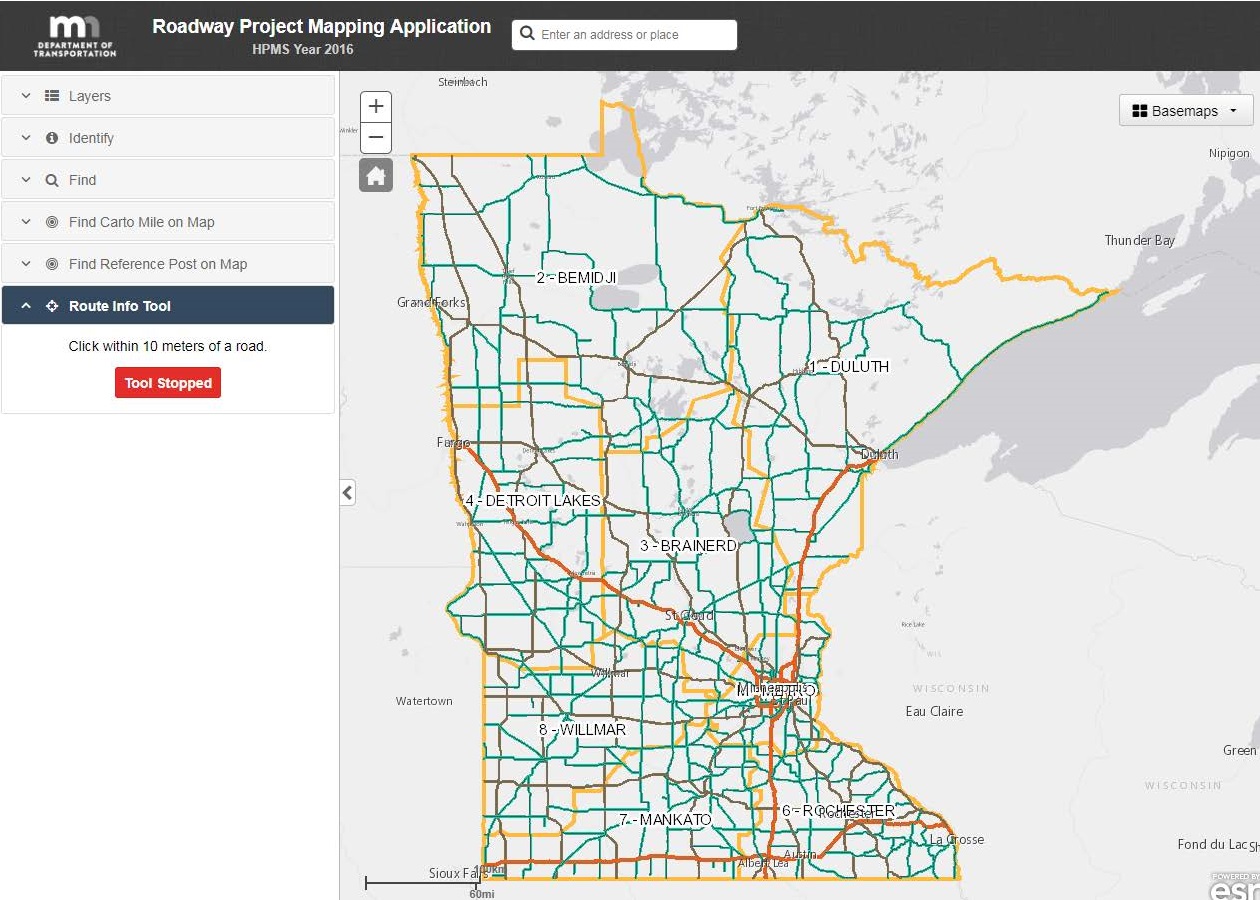 Preview of Roadway Project Mapping Application screen